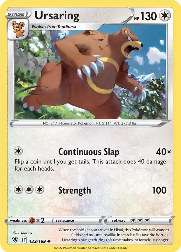 Ursaring (123/189) [Sword & Shield: Astral Radiance] - Pokemon Single