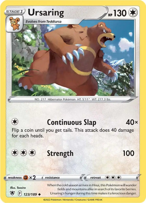 Ursaring (123/189) [Sword & Shield: Astral Radiance] - Pokemon Single