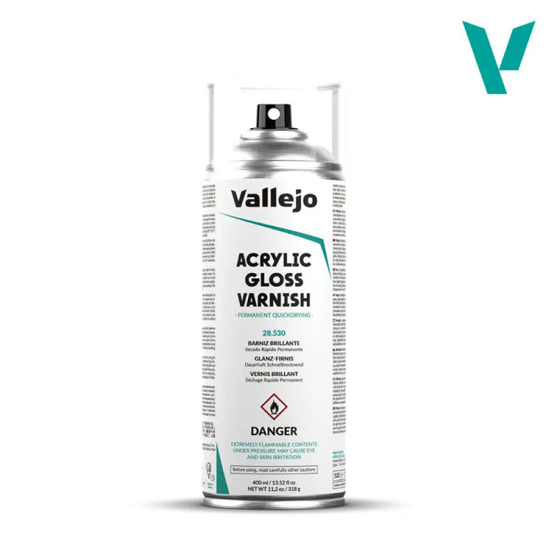 Vallejo: Hobby Paint - Acrylic Gloss Spray Varnish 400ml (Cannot be shipped) - Vallejo