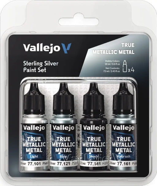 Vallejo: True Metallic Metal Sterling Silver Paint Set - Vallejo
