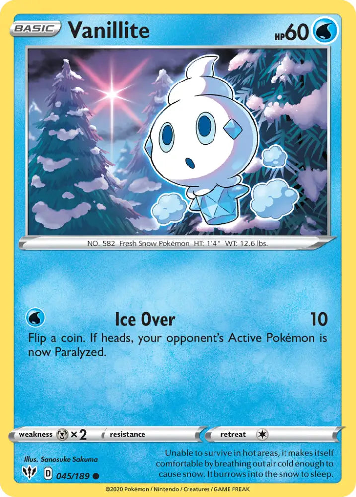 Vanillite (045/189) [Sword & Shield: Darkness Ablaze] - Pokemon Single