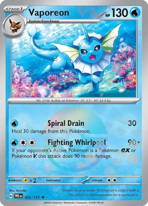 Vaporeon (022/131) (Poke Ball Pattern) [Scarlet & Violet: Prismatic Evolutions] - Pokemon Single
