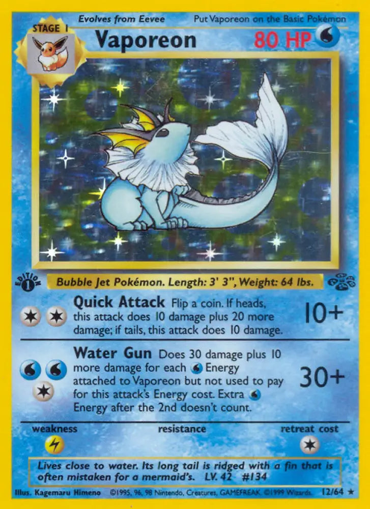 Vaporeon (12/64) [Jungle 1st Edition] - Pokemon Single