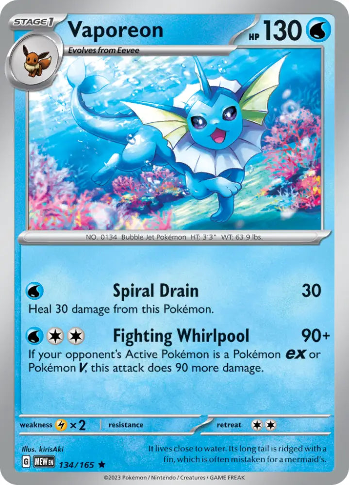 Vaporeon (134/165) [Scarlet & Violet 151] - Pokemon Single
