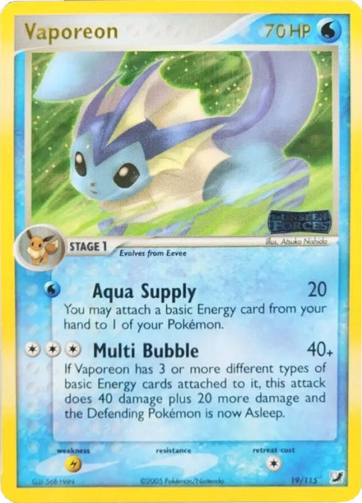 Vaporeon (19/115) (Stamped) [EX: Unseen Forces] - Pokemon Single