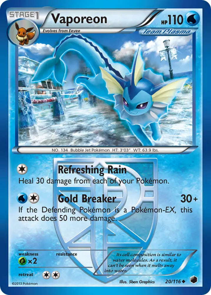 Vaporeon (20/116) [Black & White: Plasma Freeze] - Pokemon Single