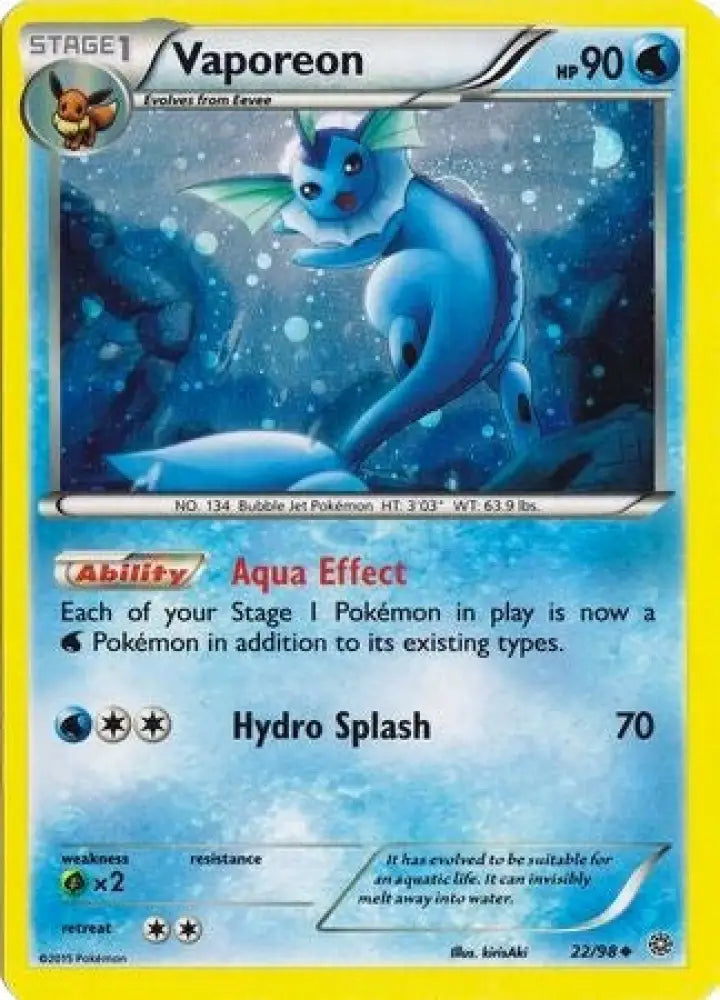 Vaporeon (22/98) (Cosmos Holo) [XY: Ancient Origins] - Pokemon Single