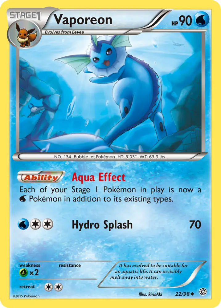 Vaporeon (22/98) [XY: Ancient Origins] - Pokemon Single