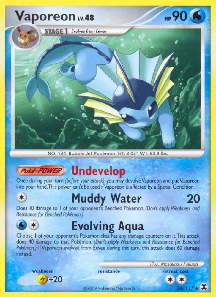 Vaporeon (34/111) [Platinum: Rising Rivals] - Pokemon Single