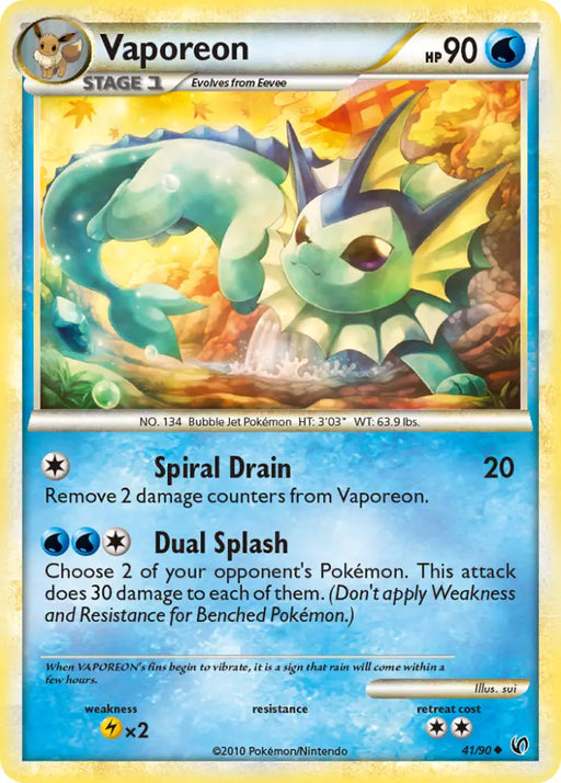 Vaporeon (41/90) [HeartGold & SoulSilver: Undaunted] - Pokemon Single