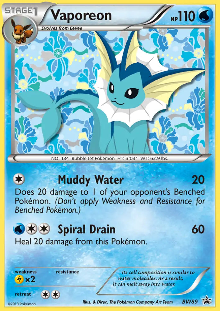 Vaporeon (BW89) [Black & White: Black Star Promos] - Pokemon Single