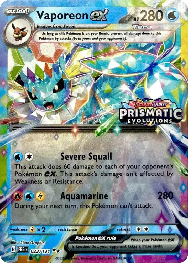 Vaporeon ex (023/131) (Prismatic Evolutions Stamp) [Scarlet & Violet: Prismatic Evolutions] - Pokemon Single