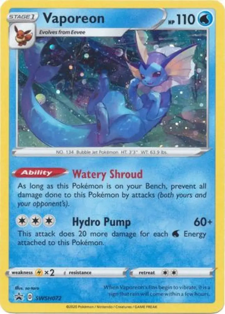 Vaporeon (SWSH072) [Sword & Shield: Black Star Promos] - Pokemon Single