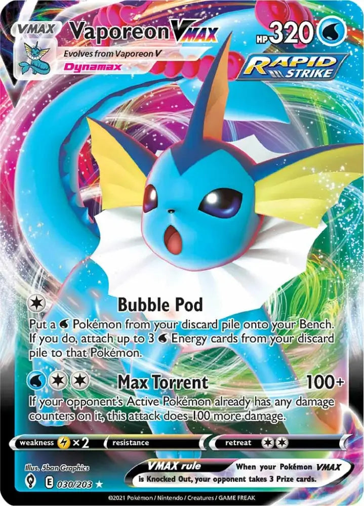 Vaporeon VMAX (030/203) [Sword & Shield: Evolving Skies] - Pokemon Single