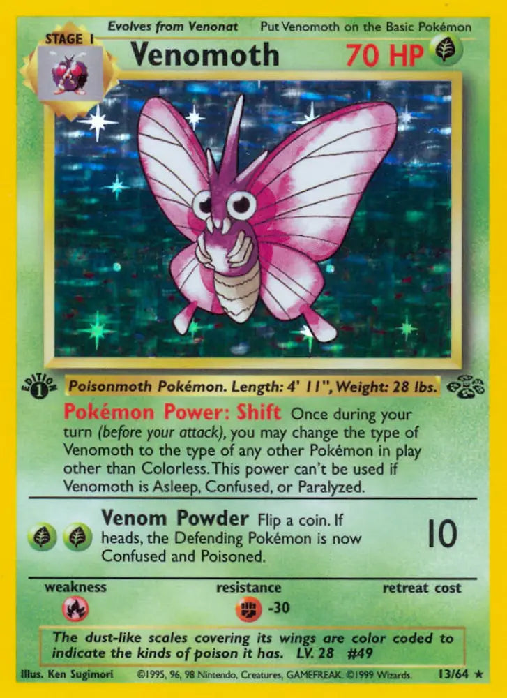 Venomoth (13/64) [Jungle 1st Edition] - Pokemon Single