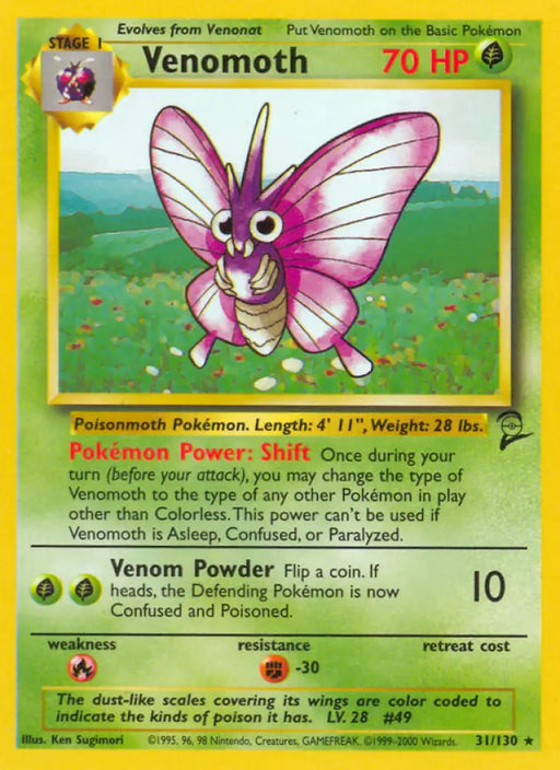 Venomoth (31/130) [Base Set 2] - Pokemon Single