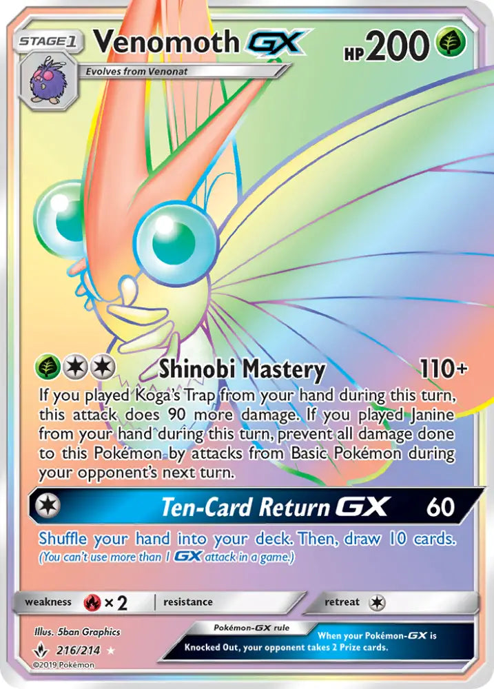 Venomoth GX (216/214) [Sun & Moon: Unbroken Bonds] - Pokemon Single