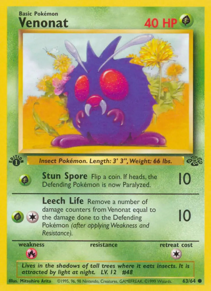Venonat (63/64) [Jungle 1st Edition] - Pokemon Single