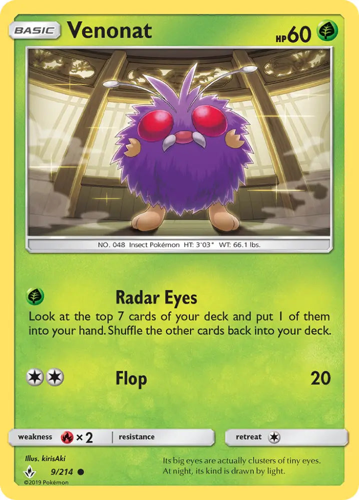 Venonat (9/214) [Sun & Moon: Unbroken Bonds] - Pokemon Single