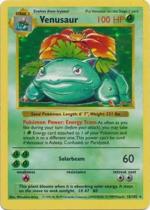 Venusaur (15/102) [Base Set Shadowless Unlimited] - Pokemon Single