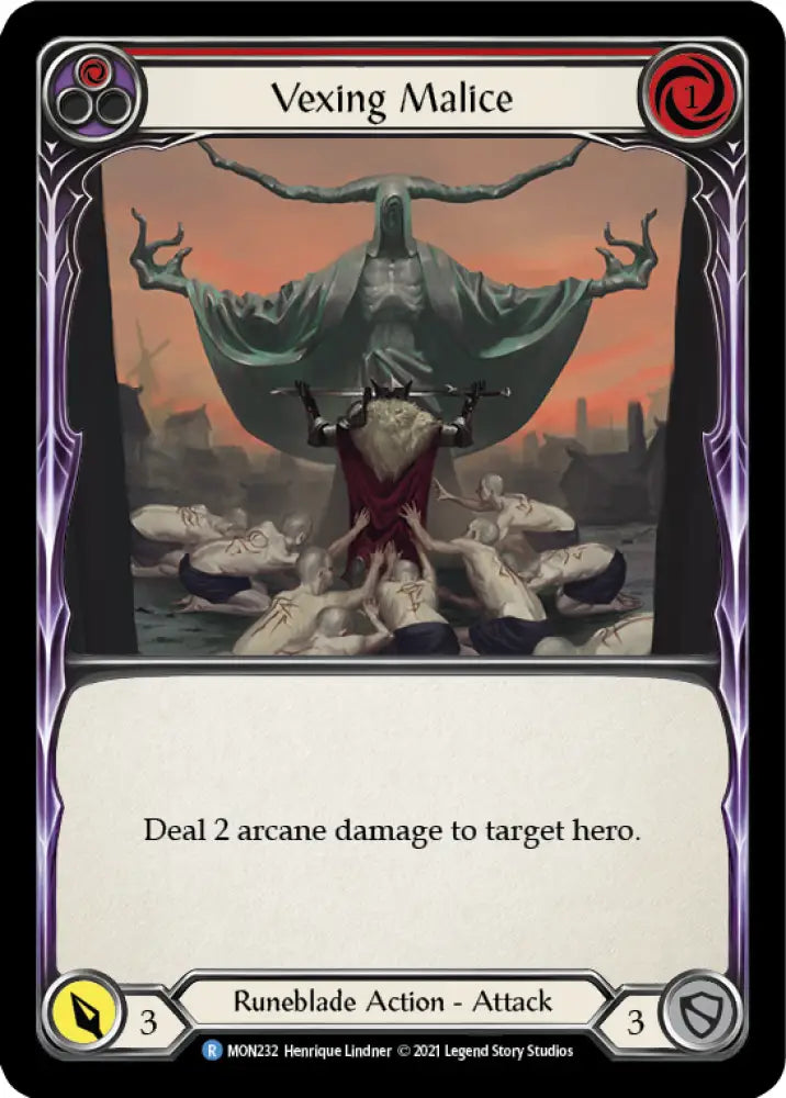 Vexing Malice (Red) [Monarch 1st Edition] 1st Edition Rainbow Foil - Flesh And Blood Single