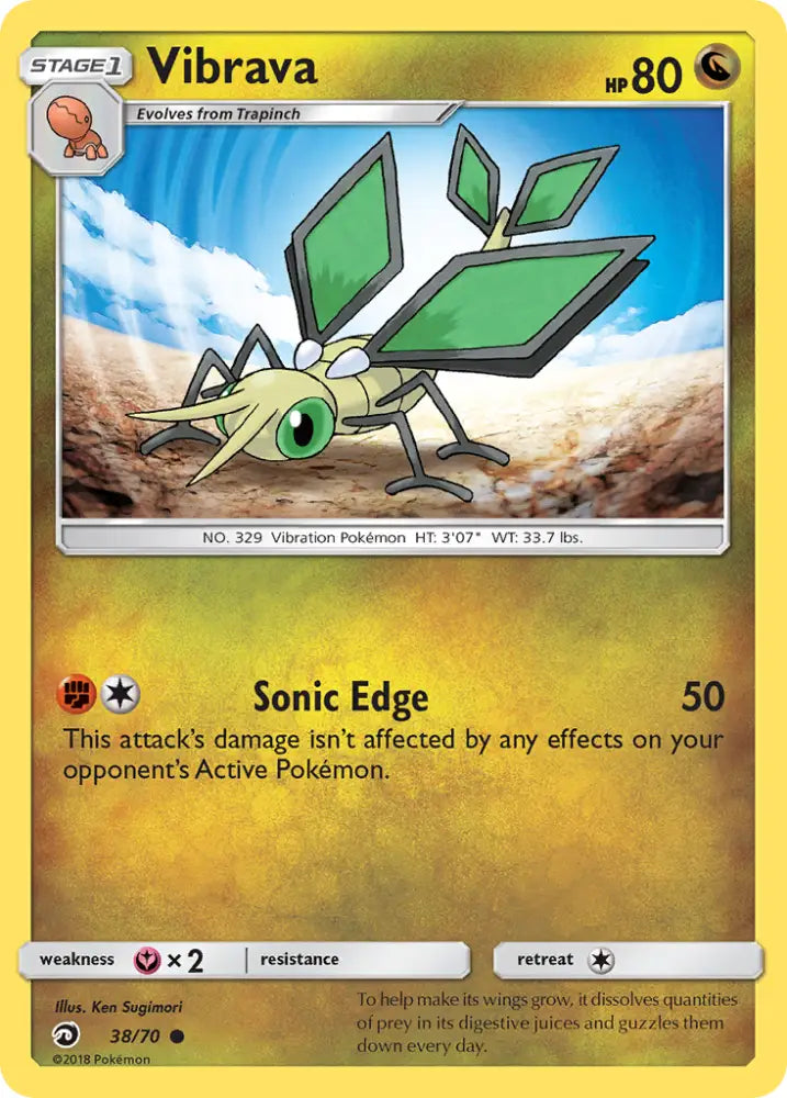 Vibrava (38/70) [Sun & Moon: Dragon Majesty] - Pokemon Single