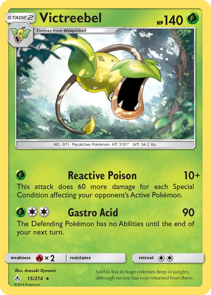 Victreebel (15/214) [Sun & Moon: Unbroken Bonds] - Pokemon Single