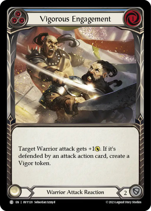 Vigorous Engagement (Blue) [Heavy Hitters] Rainbow Foil - Flesh And Blood Single