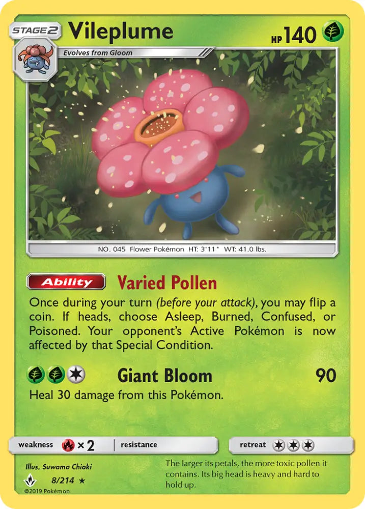 Vileplume (8/214) [Sun & Moon: Unbroken Bonds] - Pokemon Single