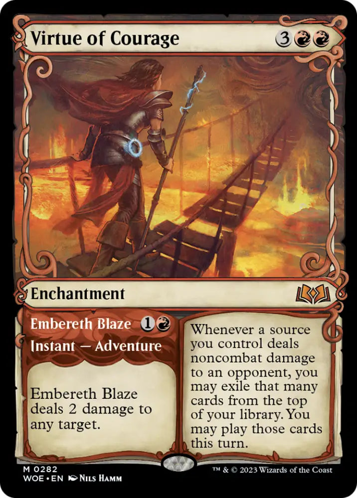 Virtue of Courage // Embereth Blaze (Showcase) [Wilds of Eldraine] - MTG Single