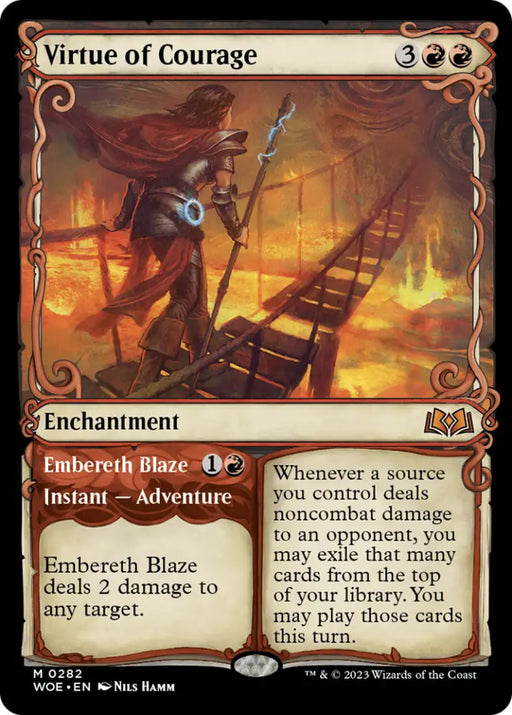 Virtue of Courage // Embereth Blaze (Showcase) [Wilds of Eldraine] - MTG Single