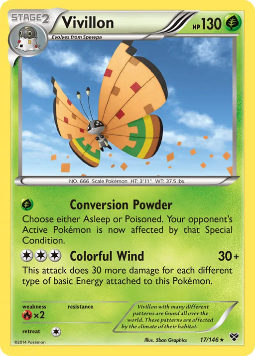 Vivillon (17/146) (High Plains Form/Orange Wings) [XY: Base Set] - Pokemon Single