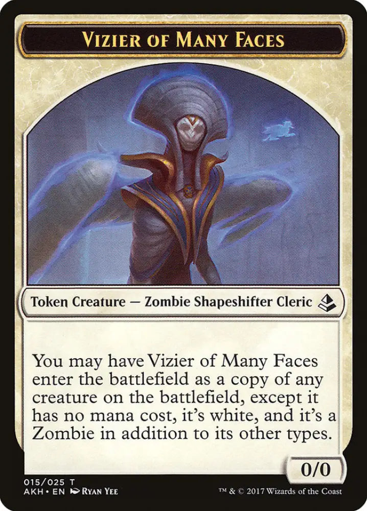 Vizier of Many Faces // Zombie Double-Sided Token [Amonkhet Tokens] - MTG Single
