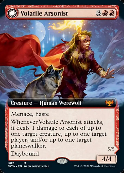 Volatile Arsonist // Dire-Strain Anarchist (Extended Art) [Innistrad: Crimson Vow] - MTG Single