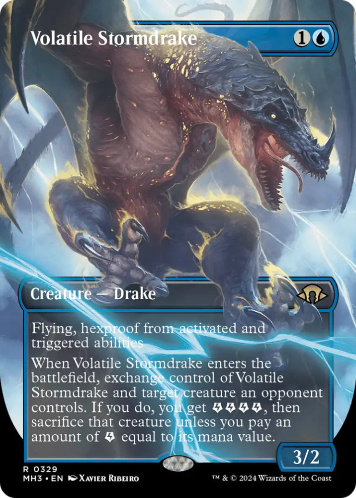 Volatile Stormdrake (Borderless) [Modern Horizons 3] - MTG Single