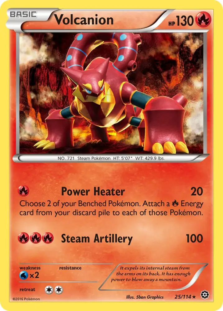 Volcanion (25/114) (Cracked Ice Holo) (Theme Deck Exclusive) [XY: Steam Siege] - Pokemon Single