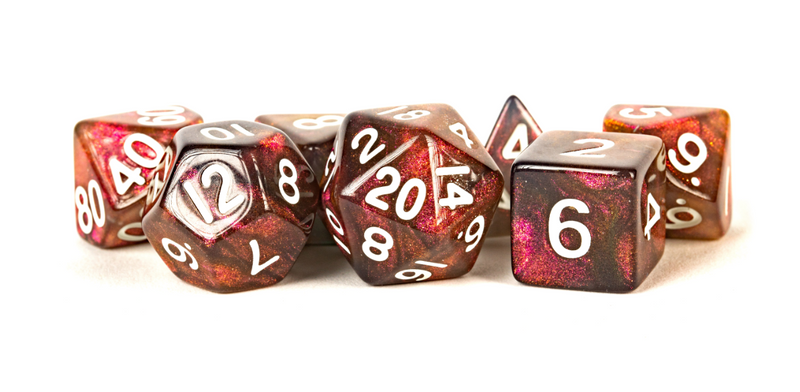 FanRoll: Acrylic 7 Dice Set Stardust Supervolcano 16mm