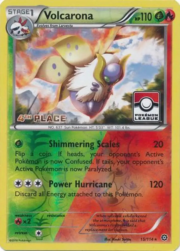 Volcarona (15/114) (League Promo 4th Place) [XY: Steam Siege] - Pokemon Single