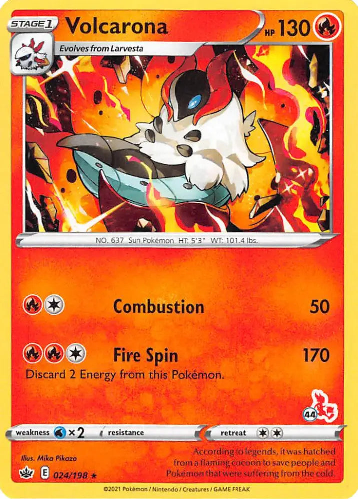Volcarona (24/198) (Cinderace Stamp #44) [Battle Academy 2022] - Pokemon Single