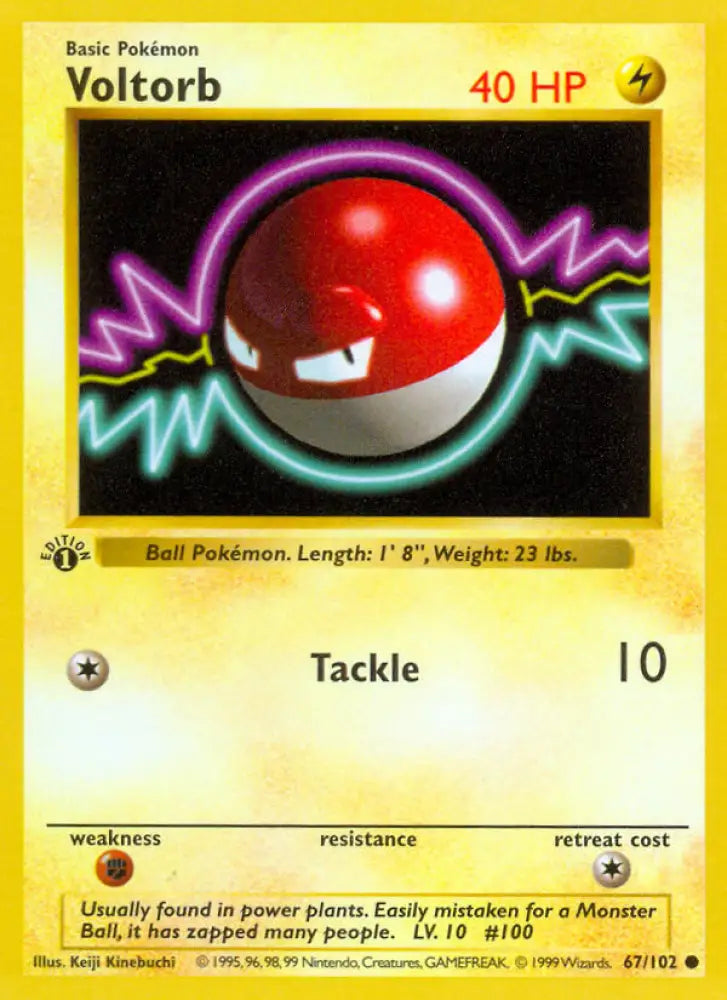 Voltorb (67/102) (Shadowless) [Base Set 1st Edition] - Pokemon Single