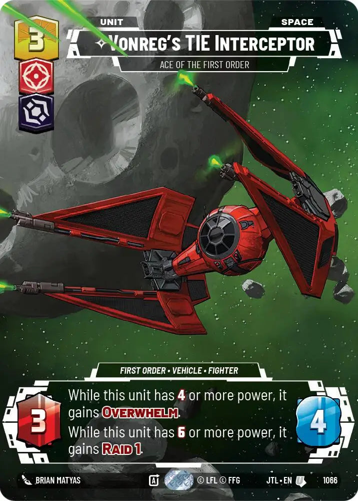 Vonreg’s TIE Interceptor - Ace of the First Order (Prestige Foil) (1066) [Jump to Lightspeed] - Star Wars: Unlimited