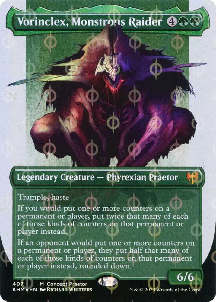 Vorinclex Monstrous Raider (Borderless Concept Praetors Step-and-Compleat Foil) [Kaldheim] - MTG Single