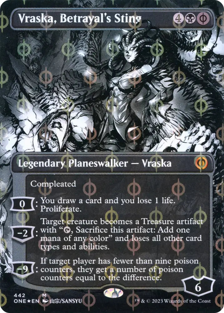 Vraska Betrayal’s Sting (Borderless Manga Step-and-Compleat Foil) [Phyrexia: All Will Be One] - MTG Single