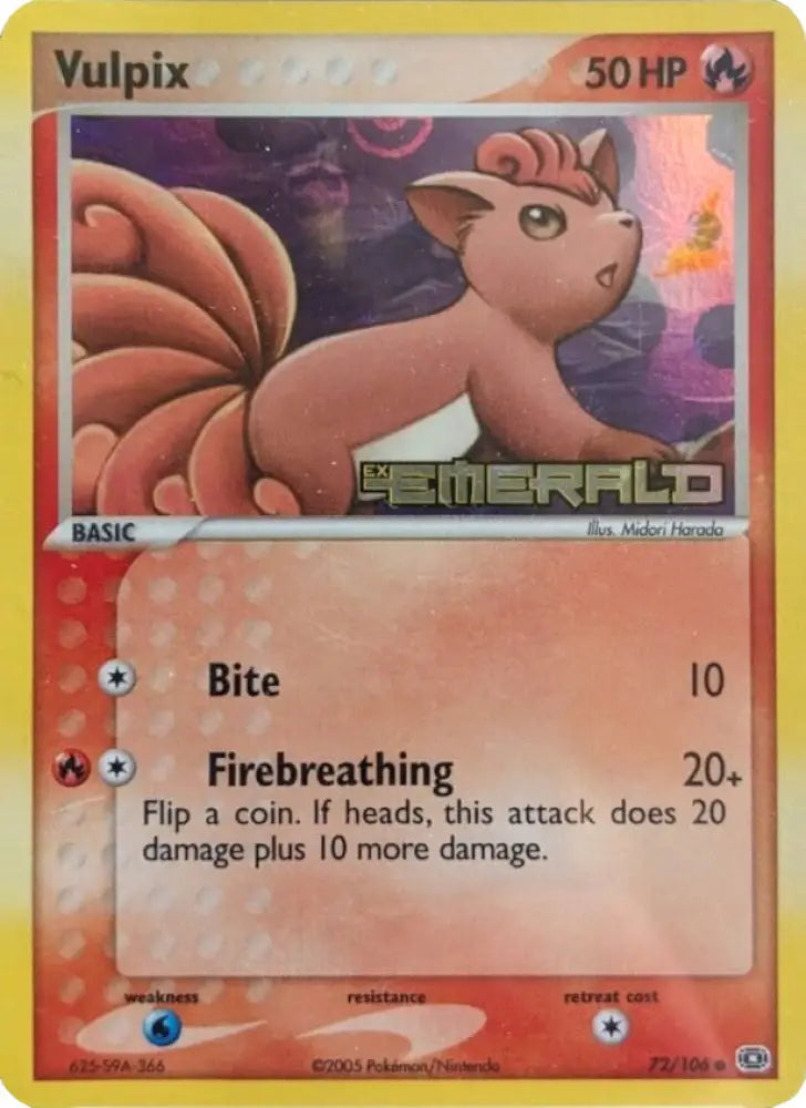 Vulpix (72/106) (Stamped) [EX: Emerald] - Pokemon Single
