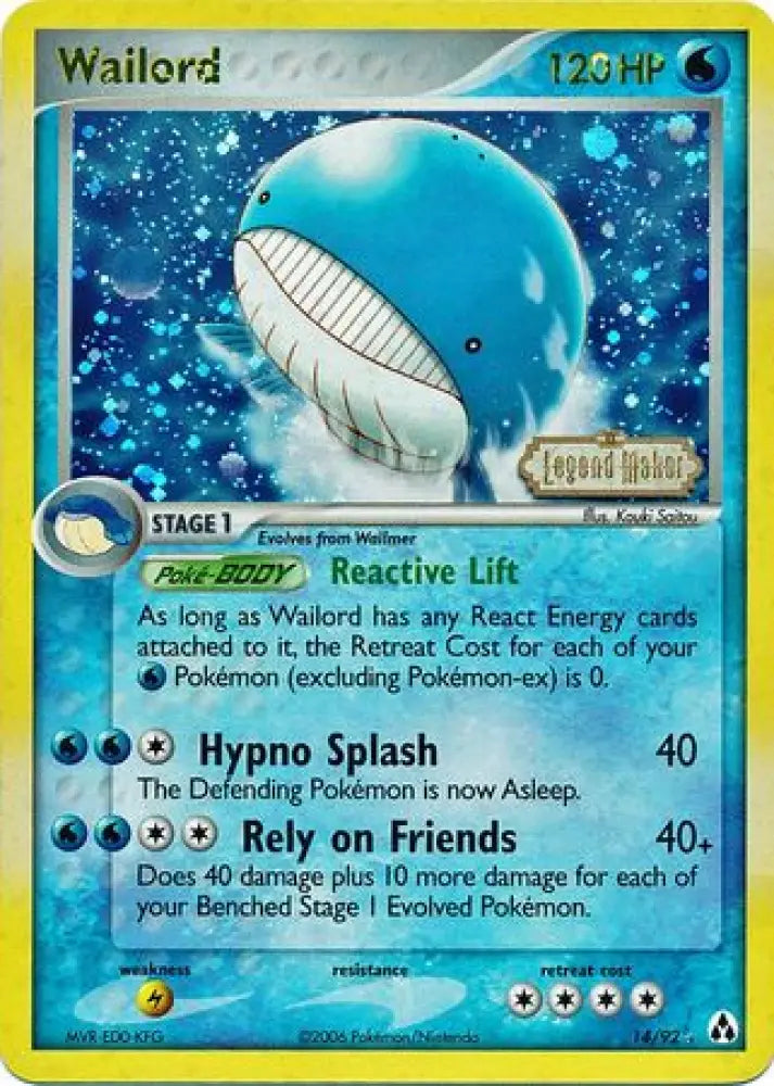 Wailord (14/92) (Stamped) [EX: Legend Maker] - Pokemon Single