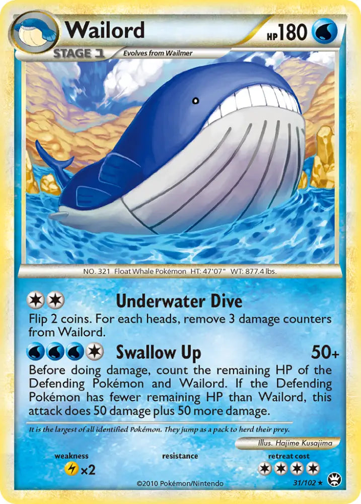Wailord (31/102) [HeartGold & SoulSilver: Triumphant] - Pokemon Single