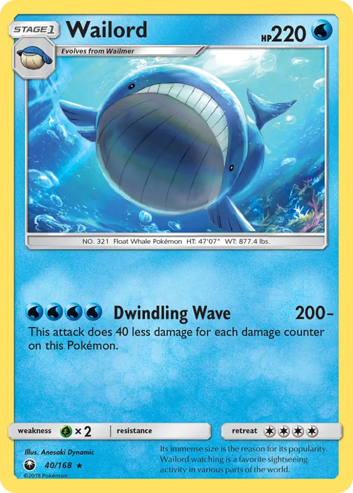 Wailord (40/168) [Sun & Moon: Celestial Storm] - Pokemon Single
