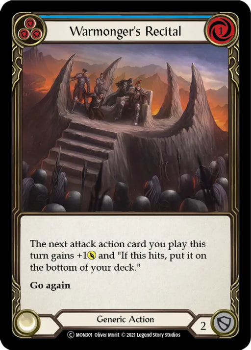 Warmonger’s Recital (Blue) [Monarch Unlimited] Unlimited Rainbow Foil - Flesh And Blood Single