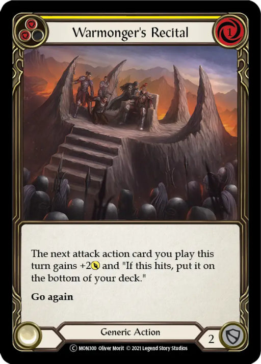 Warmonger’s Recital (Yellow) [Monarch Unlimited] Unlimited Rainbow Foil - Flesh And Blood Single