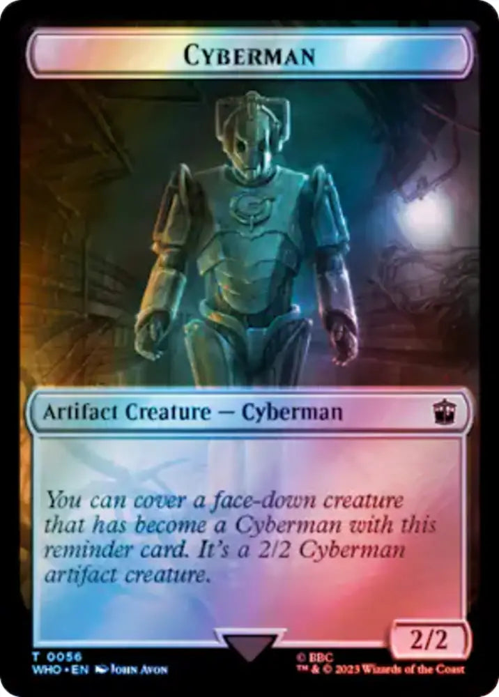 Warrior // Cyberman Double-Sided Token (Surge Foil) [Doctor Who Tokens] - MTG Single
